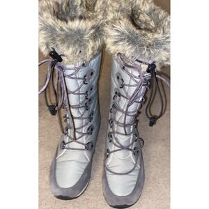 LL Bean Carrabassett Fur Lace-Up Knee High Winter Snow Boots Womens 6.5